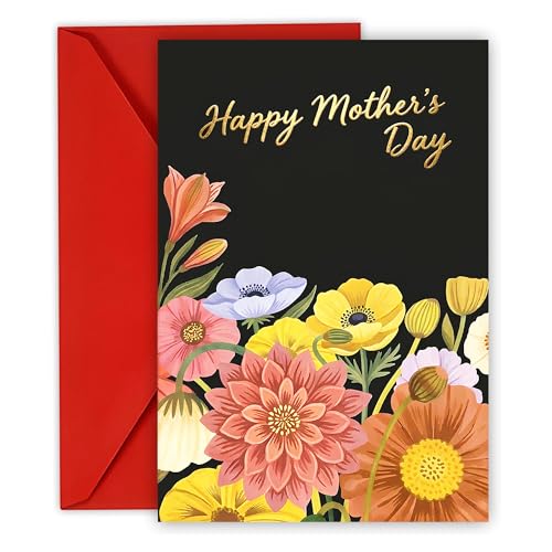 Floral Mother's Day Card 5x7 with Envelope and Pre-Written Message