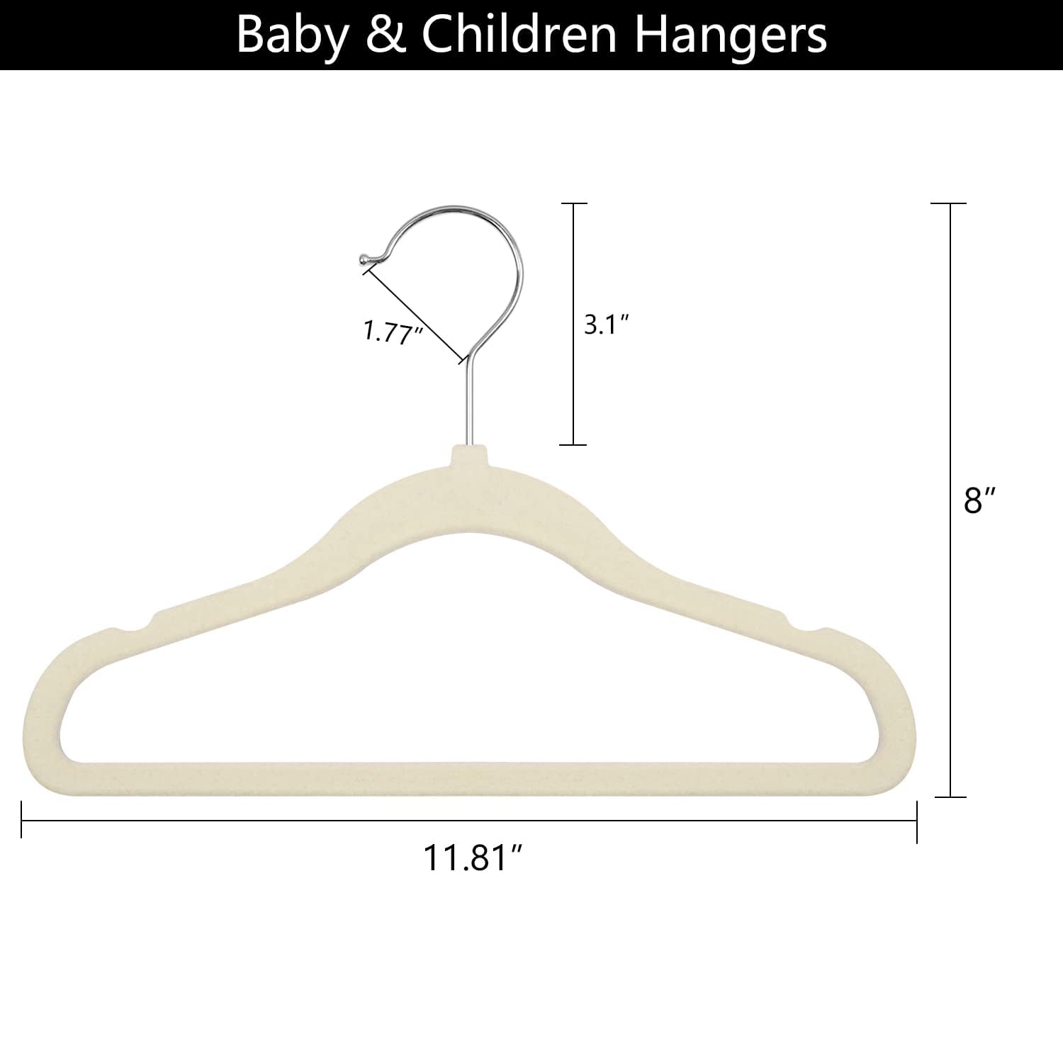 GoodtoU Kids Velvet Hangers Baby Hangers for Closet 20 Pack Non Slip Childrens Infant Hanger Beige