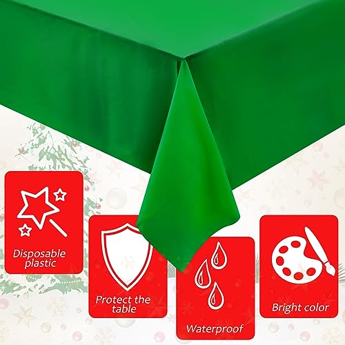 Christmas Tablecloth Set - 6 Disposable Plastic Covers 60 x 102 Inches in Red, Green, White - Holiday Party Decor