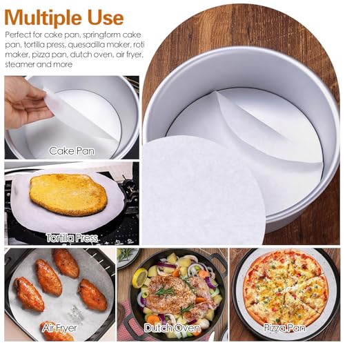8 Inch Parchment Paper Rounds - 100 Non-Stick Baking Sheets