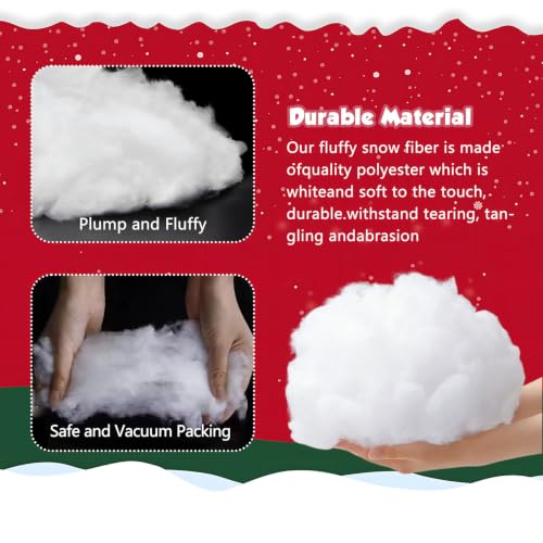 Christmas Fake Snow 3 LB Artificial Cotton Snow for Indoor Decor & Crafts - Lifelike Faux Fluffy Snow for Christmas Trees, Villages, Nativity Scene