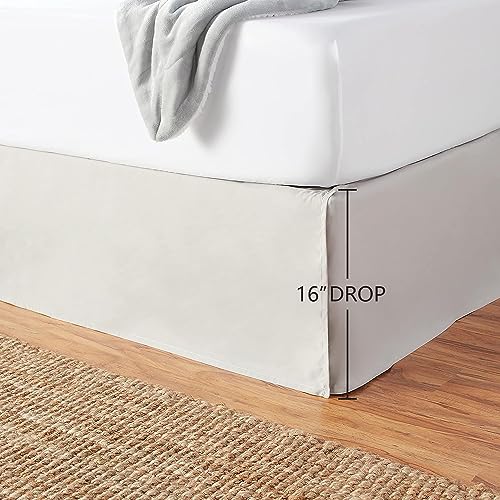 Amazon Basics Pleated Bed Skirt - Full Size, 16-Inch Drop, Light Grey