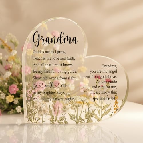 Acrylic Heart Grandma Gift - Elegant Keepsake for Grandmother