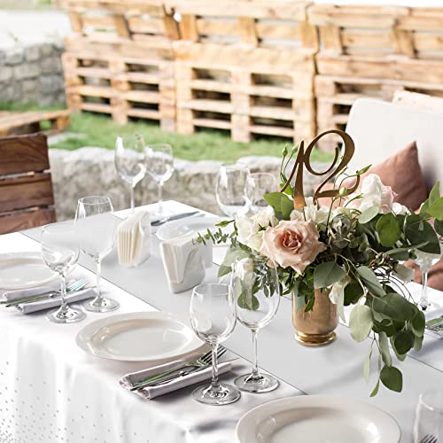 White and Silver Confetti Dot Plastic Tablecloth & Satin Table Runner Set - 24 Pack