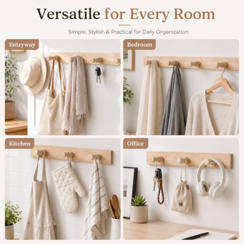 12 Pcs Solid Wood Shaker Peg Hooks for Hanging Clothes & Towels