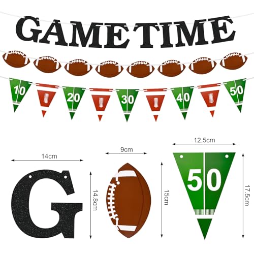 Football Party Decorations Banner Set - 3-Pack Pre-Strung Decor