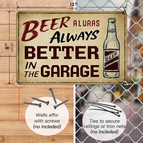 Funny Beer Garage Sign Metal Tin Sign Man Cave Wall Decor 8x12