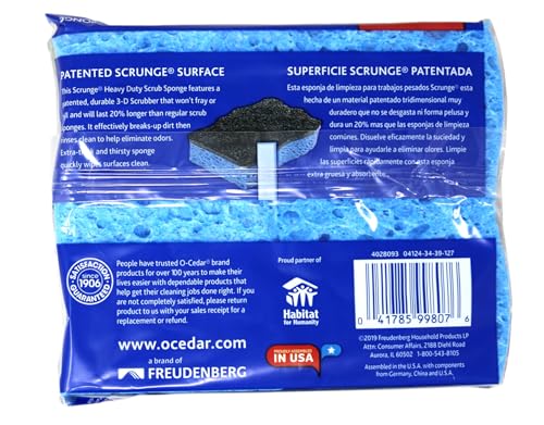 O-Cedar Heavy Duty Non-Scratch Sponge - 7.5 in. Length, 2 Pack