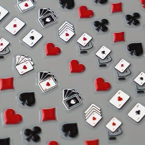 Poker Nail Stickers Self-Adhesive Playing Cards Art Decals Vegas Theme