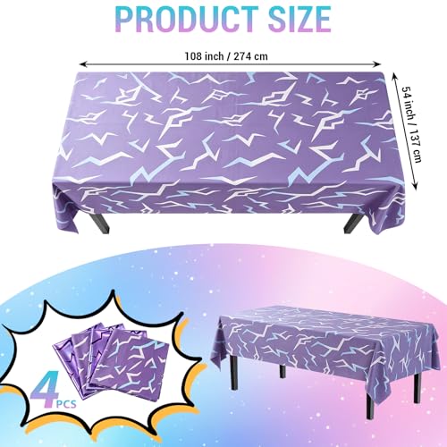 4pcs Purple Energy Kpop Birthday Table Covers 108x54 inches Party Decor