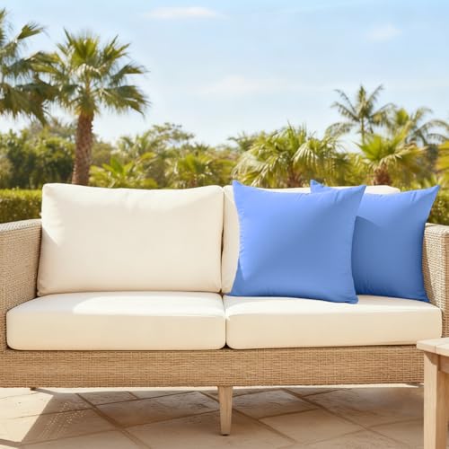 Blue 18x18 Throw Pillow Covers - Set of 2, Soft & Washable