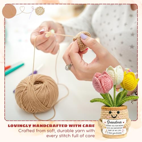 TEEBIM Handmade Crochet Tulip Flower Gift for Grandma - Meaningful Keepsake