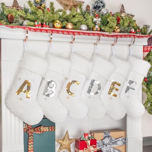 Christmas Stocking Black Velvet Gold Sequin Monogrammed 20 Inches - Letter M