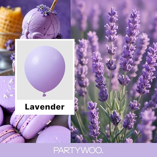 PartyWoo Lavender Balloons - 155pcs Light Purple, 5/10/12/18 inch