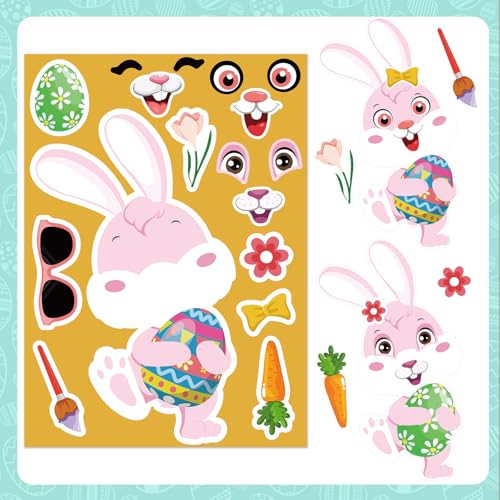 DIY Easter Sticker Kits - 32 Sheets of Creative Egg & Bunny Designs