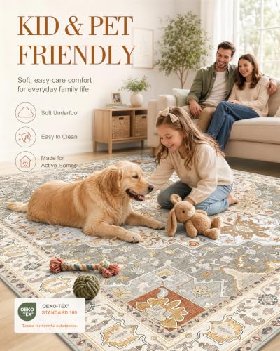 OLANLY 2' x 6' Beige Washable Runner Rug - Soft Non-Slip Carpet