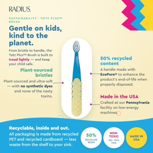 RADIUS Totz Plus Kids Toothbrush Soft BPA-Free for Ages 3 & Up