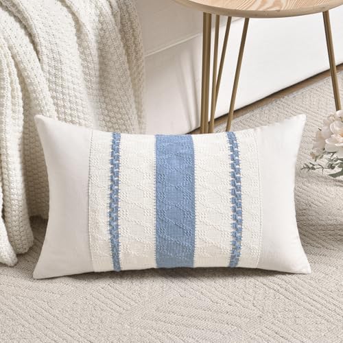 Light Blue Boho Decorative Throw Pillow Cover 12x20 Inch - Fancy Homi
