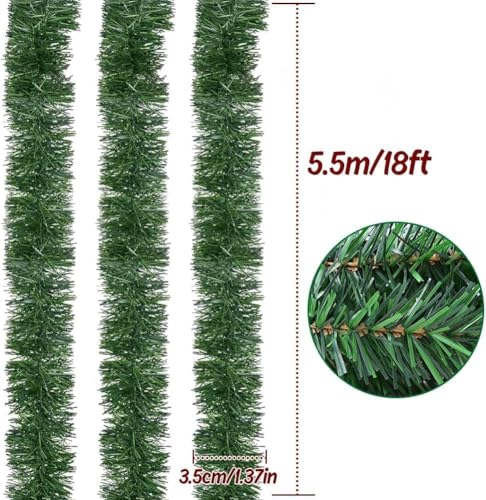 Artificial Christmas Garland 50ft Non-Lit Green Holiday Decor for Indoor Outdoor