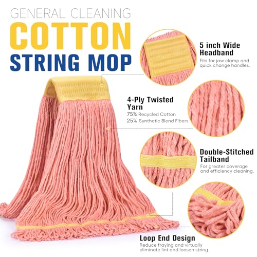Matthew Cleaning 18 oz Commercial Cotton Blend Mop Head, 5-Inch Headband