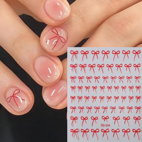 3D Bow Nail Stickers 8 Colors Self-Adhesive Cute Bowknot Decals