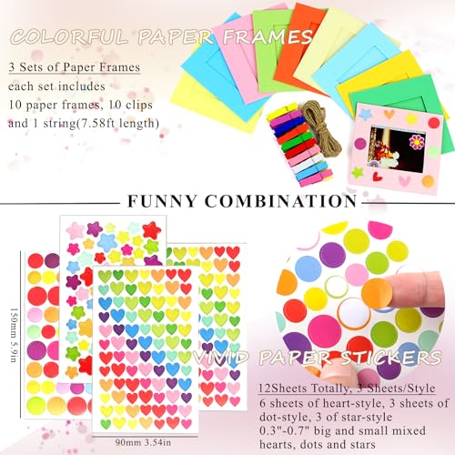 30pcs Paper Hanging Photo Frames for 2x3 Instax Mini Film with Clips