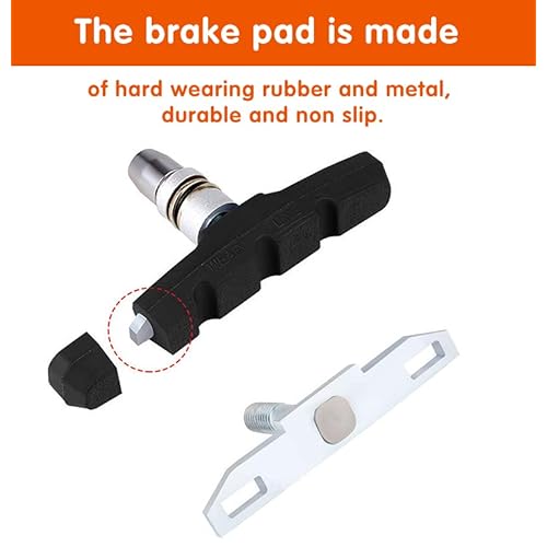 2 Pairs Bike Brake Pad Set - Professional Mountain and Road Bicycle 70mm V-Brake Pads - Bike Brake Blocks Kit with Hex Nut and Shims - No Noise No Skid - Black