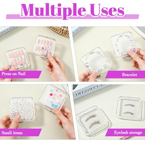 8 Clear Acrylic Press-On Nail Containers with Tape Set