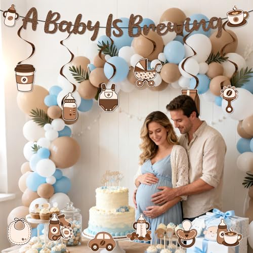 Coffee-Themed Baby Shower Banner Set - 'A Baby Is Brewing' Decorations