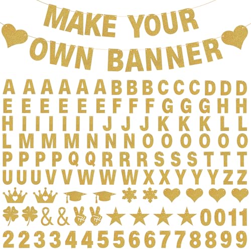 133PCS Gold DIY Banner Kit - Personalized Custom Party Letter & Symbol Set