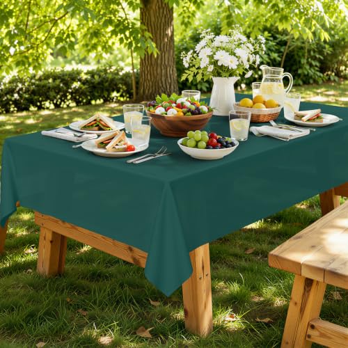 Christmas Green Disposable Plastic Tablecloth Set - 54 x 108 Inches, 3 Pack