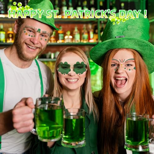 St. Patrick's Day Temporary Tattoos - Waterproof Shamrock Face Stickers