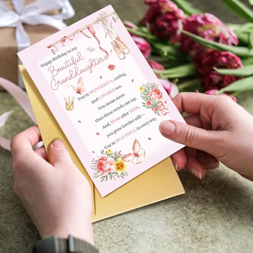 Granddaughter Birthday Card - Cute & Sweet Design - 8x5.3in
