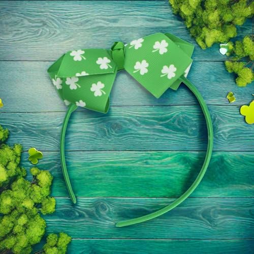 ZEYER St Patrick's Day Shamrock Headband Green Clover Bow for Women and Girls