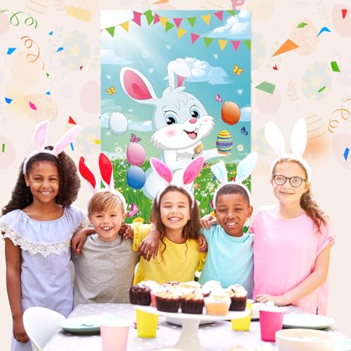 Pin the Tail on the Bunny Game for Easter Parties - 36 Stickers & Masks