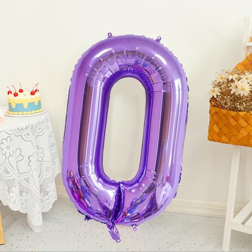 40 Inch Purple Number 0 Foil Balloon for Birthday & Wedding Celebrations
