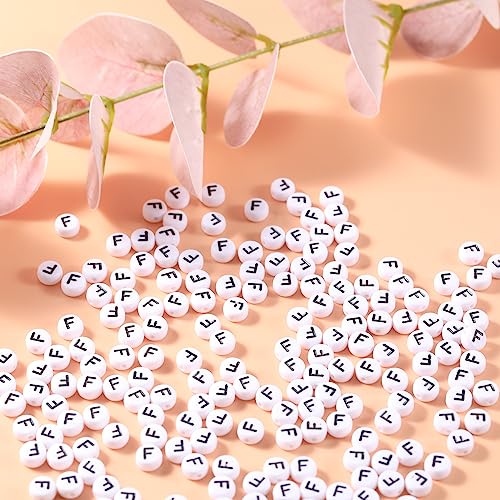 Carporay 1000 Pcs 7x4mm Flat Round Acrylic Alphabet Letter Beads for DIY Jewelry Making