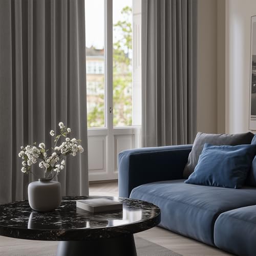 Deconovo Light Grey Blackout Curtain 42x95 Inch - Room Darkening Grommet Panel