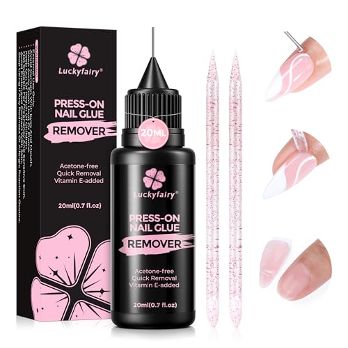 Luckyfairy Press on Nail Glue Remover - 20ml Acetone-Free Formula