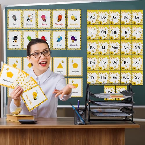 Bee Theme Educational Cards Set - 58PCS Spanish Learning for Kids