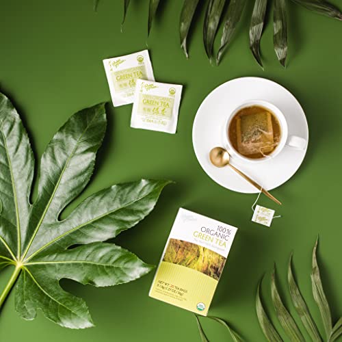 Prince of Peace Organic Green Tea - 4 Pack (20 Bags Each) - Lower Caffeine