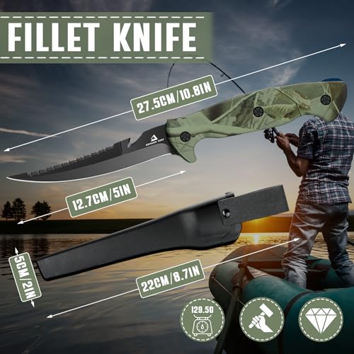 Dragon Riot 5-Inch Bait & Fillet Knife, Black Stainless Steel for Fishing