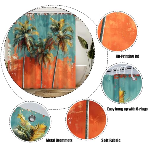 Tropical Palm Tree Shower Curtain 71" x 71" with Hooks