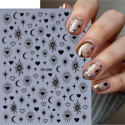 ZOAZJINAZ 3D Baroque Star Nail Stickers Self-Adhesive Nail Art Decals