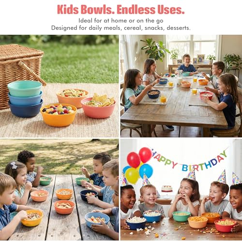 MASTERCOOK Bright Plastic Bowls Set of 6 – 15oz Multipurpose Salad & Pasta Bowls