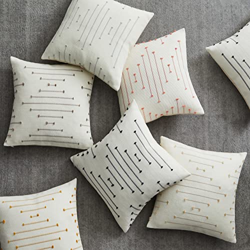 GIGIZAZA 18x18 Taupe Boho Pillow Covers - Set of 2 Cotton Linen