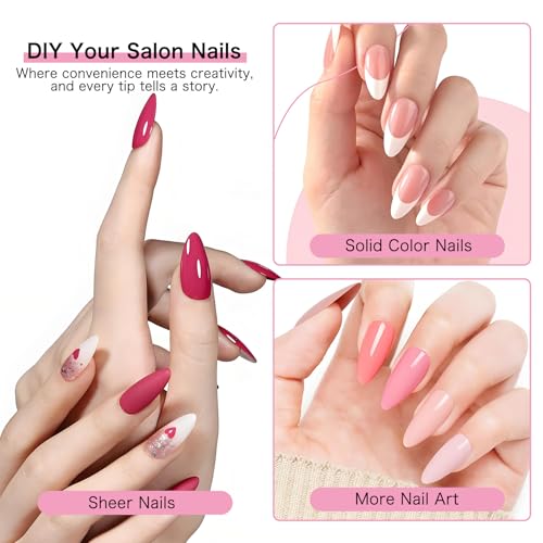 Creaglam Medium Almond Fake Nails - 240PCS Clear Gelly Press On Nail Tips