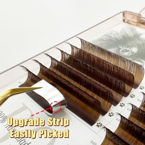 ABONNIE Brown Lash Extensions 0.07 C Curl 14mm Cashmere Individual Lashes