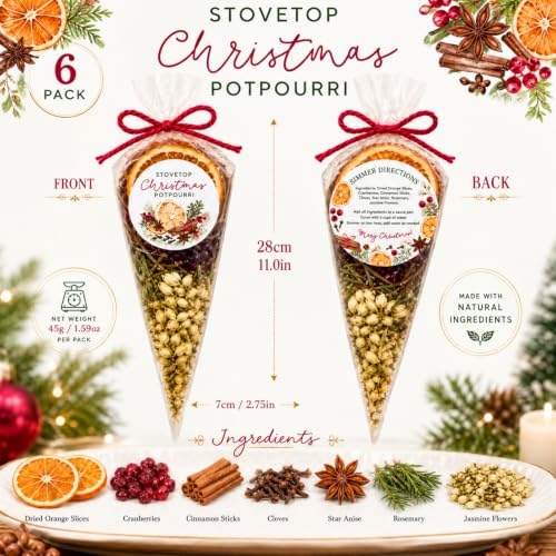 6 Pcs Christmas Potpourri Simmer Pot Mix - Holiday Aromatherapy Gift Set Variation 6