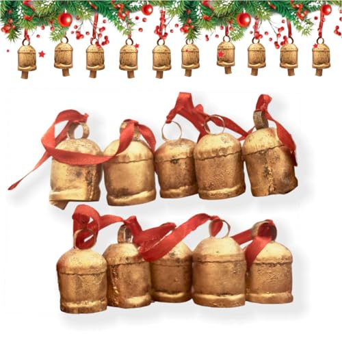 Rustic Cow Bell Set - Handmade Shabby Chic Hanging Bells for Crafts & Decor